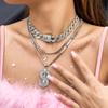 Joyería transfronteriza europea y americana, estilo hip hop, industria pesada, collar de cadena cubana con diamantes, conjunto de colgante de dólar estadounidense con diamantes retro