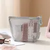 Bolsa de malla portátil para monedas, bolsa de almacenamiento de malla multifuncional para cosméticos, cables de datos, auriculares, lápiz labial, bolsa de almacenamiento con cremallera