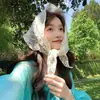Véu de Renda Francesa Mais Vendido na Primavera e Verão para Mulheres, Acessório de Cabelo de Renda Atmosférico, Versátil para Sessões de Fotos, Estilo Fresco e Elegante Véu Lenço de Cabeça