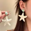 Pendientes Florales Grandes de Rafia Estilo Vacacional Junto al Mar Populares de Lujo Ligero Pendientes de Estrella de Mar Pendientes Elegantes de Nicho
