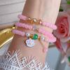 Primavera e Verão novo bracelete de vidro de estudante de três círculos feminino fofo doce estilo fada bracelete de miçangas papelaria bracelete