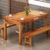 Mesa de restaurante e cadeira de madeira maciça, combinação de mesa e cadeira para fast food, lanchonete, churrascaria, macarrão, mesa e cadeira, barraca de comida, restaurante de café da manhã, mesa carbonizada