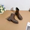 Botas Martin de Cano Alto Estilo Novo Outono e Inverno para Mulheres com Aumento Interno de Altura, Botas Curtas de Pelúcia, Botas Confortáveis de Couro Macio, Botas Slim