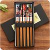 Caja de Regalo de Palillos de Bambú Estilo Japonés Palillos de Bambú de Dibujos Animados 5 Pares Juego de Cubiertos Portátil Hogar Palillos de Flor de Cerezo