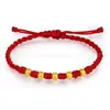 Pulsera de Hilo Rojo Tradicional con Perlas de Fortuna de Oro Puro 999, Perlas de Oro Duro 3D de Oro Puro, Regalo para Novia, Entrega Directa en Transmisión en Vivo