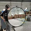 Espejo de baño de producción en masa de fábrica con borde metálico, espejo cosmético de pared, marco de aleación de aluminio negro, espejo de baño