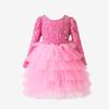 Nuevo Vestido de Princesa con Lentejuelas de Manga Larga 2026, Vestido de Malla tipo Pastel, Elegante y Gracioso, Vestido de Noche para Actuación de Anfitriona de Acero