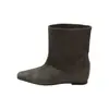 Botines de tacón alto estilo coreano para mujer, botines cortos de caña ancha, nuevos botines casuales de color liso para otoño e invierno, con puntera cuadrada y tacón medio, sin cordones