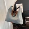 Bolsa de Grande Capacidade Feminina 2024 Nova Moda Jeans Ombro Axila Trabalho Deslocamento Portátil Bolsa Balde
