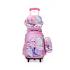 Atacado Transfronteiriço de Mochilas Escolares com Estampa de Flores em Relevo de Desenho Animado para Alunos do Ensino Fundamental (1º ao 6º Ano), Conjunto de Três Peças de Mochilas Infantis