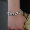 Europeu e Americano novo 15mm fileira única zircônia Corrente Cubana masculina moda marca de moda hiphop joias pulseira hip hop