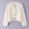Atacado de fabricante transfronteiriço de roupas femininas 2026 Moda europeia e americana suéter de caimento solto com cintura alta e fivela metálica para mulheres petites