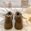 Sapatos de Algodão com Plataforma Forrados de Fleece para Mulheres Altas e Baixas Novos 2024 Sapatos de Neve Birkenstock Mocassins Estilo Britânico Solas Grossas