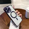 Funda Anti-Caída de Cuatro Esquinas Golden Shield Adecuada para iPhone 17 Funda de Teléfono Transparente Galvanizada Apple 15 Magnético 14 con Película para Lente