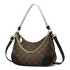 Bolsa de Braço com Corrente Feminina Luz de Luxo Nicho High-End Estampada Bolsa de Mão Nova Transversal Texturizada Bolsa de Ombro