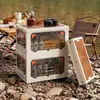 Caja transparente apilable para acampar al aire libre, caja de almacenamiento para ropa, juguetes, bocadillos, organizador de gran capacidad, almacenamiento junto a la cama