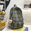 Mochila Escolar Versátil Estilo Coreano Japonés, Mochila Casual de Gran Capacidad para Estudiantes de Secundaria, Linda Mochila de Cuadros para Niñas de Primaria
