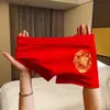 Estilo Nuevo Calzoncillos tipo bóxer Rojos para Hombre para el Año de Nacimiento, Transpirables de Cintura Media Tejido para Boda Algodón Puro Ropa Interior para Hombre en Rojo
