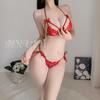 Yiyue lingerie sexy sexy cinta renda tentação sutiã de três pontos terno quente transparente pijamas para mulheres 8601