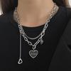 Colar de amor preto Feminino Nicho Design Sense ins Hip-Hop Dupla Camada Sobreposta Sweater Chain Sweet Cool Clavícula Cadeia Acessórios
