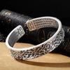 Tendência de Moda Pulseira de Liga Retrô Sutra do Coração Xiangyun Face Larga Moderna Personalidade Aberta Prata Tailandesa Atacado