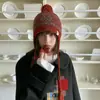 Chapéu de Tricô Jacquard Retrô com Franjas para Mulheres Inverno Novo Quente e Espessado Versátil Chapéu de Lã Estilo Fair Isle Chapéu com Proteção para Ouvidos