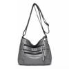 Bolso de Hombro para Mujer Comercio Exterior Nuevo Cuero Suave Moda Versátil Doble Capa Bandolera Estilo Coreano Gran Capacidad Cuero Lavado Bolso Pequeño