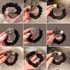 Elegante Scrunchie Negro Plisado con Aleación de Alta Elasticidad para el Cabello, Sencillo Sujetador de Cola de Caballo, Banda para Moño