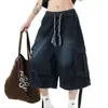 Shorts de Mezclilla Vintage Americano Estilo High Street Lavados de Pierna Ancha Cortos para Mujer, Verano Modernos Versátiles Sueltos