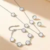 Set de collar de trébol de cinco hojas, collar de acero inoxidable de titanio, pulsera, pendientes, juego de joyería chapado en oro de 18 quilates