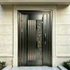 Puerta Principal de Casa Residencia Privada Estilo Europeo de Alta Gama Grande Negra Personalizada Puerta de Entrada Antirrobo Grado A Relleno de Carbón de Panal
