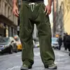 Otoño 2025 Pantalones Casuales Transfronterizos de Pana para Hombre Pantalones Casuales Transpirables de Pierna Ancha Multibolsillos Rectos