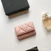 Monedero Popular Acolchado Transfronterizo, Portatarjetas Pequeño de Fragancia, Estilo Tapa Abatible para Mujer, Múltiples Ranuras para Tarjetas, Compacto y Exquisito Piel de Oveja Genuina