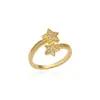 Venta Caliente Transfronteriza Anillo Abierto Corazón de Amor de Lujo Ligero Sentido de Diseño Exagerado Anillo de Flor de Zirconia con Lazo Suministro de Joyería