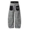 Jeans Retro Americano con Bolsillo de Parche Estampado de Leopardo Unisex 2026 Sueltos Estilo Callejero Pierna Ancha Pantalones Casuales