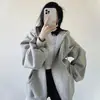 Sudadera con capucha estilo coreano para mujer, chaqueta de punto con cremallera, primavera, otoño, invierno 2026, nueva, para personas bajas, holgada, manga larga