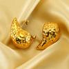 Pendientes de gota martillados de oro de 18 quilates para mujer, estilo francés europeo y americano, de acero y titanio, al por mayor