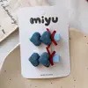 Nova Versão Coreana Doce Versátil Xadrez Vermelho Coração Jeans Grampo de Cabelo Infantil BB Clip para Meninas Franja Lateral Pente de Cabelo