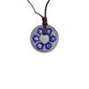 Colar com pingente de cloisonné azul torrado e prata esterlina S999, mantra retrô de seis palavras, fivela de paz, coração, sutra, colar de casal para homens e mulheres