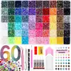 Nuevo Producto Más Vendido Nuevo 60 Compartimentos Fondo Plano Resina para Uñas Pedrería DIY Adorno Redondo de Pedrería Caja Colores Gelatina Base Chapada
