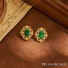 Brincos antigos Novos Guofeng Clássico Turquesa Brincos Vintage Leve Luxo High-end Artístico Estilo Tribunal Brincos da moda