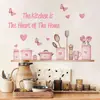 HS1221E la cocina es el corazón de la familia pegatinas de pared autoadhesivas cálidas color rosa pegatinas decorativas para la barra de la estufa de cocina