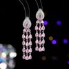 Pendientes de borla de circonita con forma de gota de agua de industria pesada de tendencia europea y americana, pendientes de temperamento exquisitos de lujo ligeros con aguja de plata s925