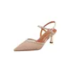 Sandalias de tiras de malla transpirables estilo retro francés con punta fina para mujer, nueva moda de verano 2026, tacones de aguja versátiles