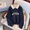 Sudadera Retro Americana de Talla Grande con Cremallera a Mitad y Mangas Largas para Mujer, Otoño e Invierno, Cuello Polo, Top Holgado Adelgazante
