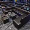Sofá Personalizado Comercial Ktv Lujo Ligero Cabina Bar Transparente Habitación Privada Mesa de Café en Forma de L en Forma de U Sofá de Esquina Bistro