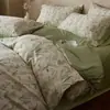 Juego de ropa de cama de cuatro piezas estilo campo francés vintage, todo algodón y lino Clase A, juego de tres piezas de sábana y funda de edredón de algodón puro Clase A para madres y bebés