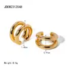 Jingqiao Design Não Desbota Ouro 18K Aço Inoxidável Simples Brinco de Clipe Dupla Camada Joias de Aço Inoxidável Atacado