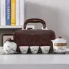 Conjunto de Chá de Viagem Portátil Rápido Pequeno Conjunto Completo para Exterior com Bule de Cerâmica e Três Xícaras Conjunto de Chá Portátil Presente