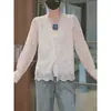 Camisa de Encaje con Mangas de Campana Jacquard 2026 Verano Nuevo Estilo Coreano Moda Femenina Ropa Interior Cuello de Encaje Camisa Base Top